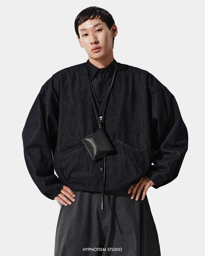 Hypnotism Curve Denim Cardigan