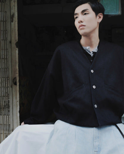 Hypnotism Curve Denim Cardigan