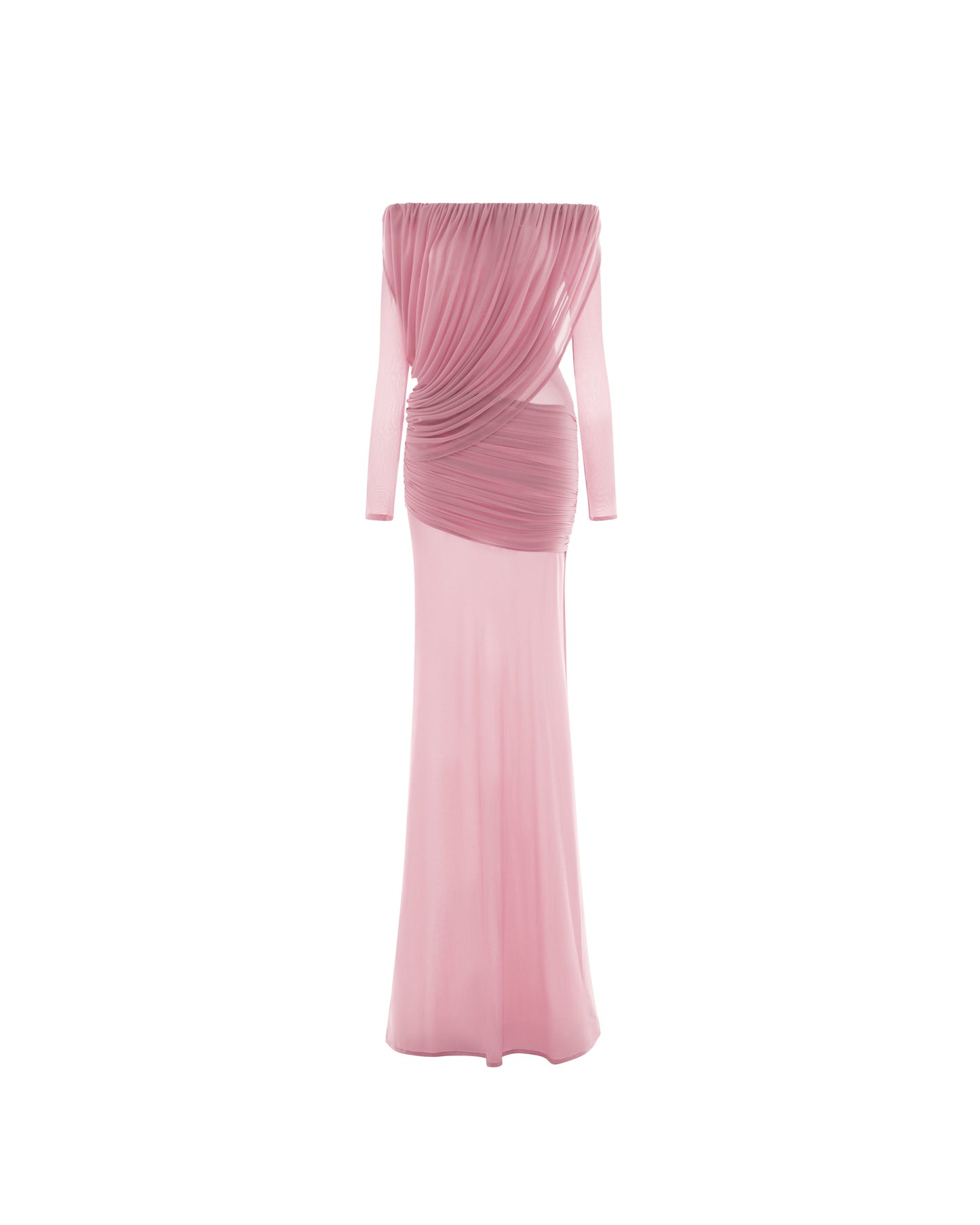 Mollynista Off-Shoulder Draped Mesh Dress