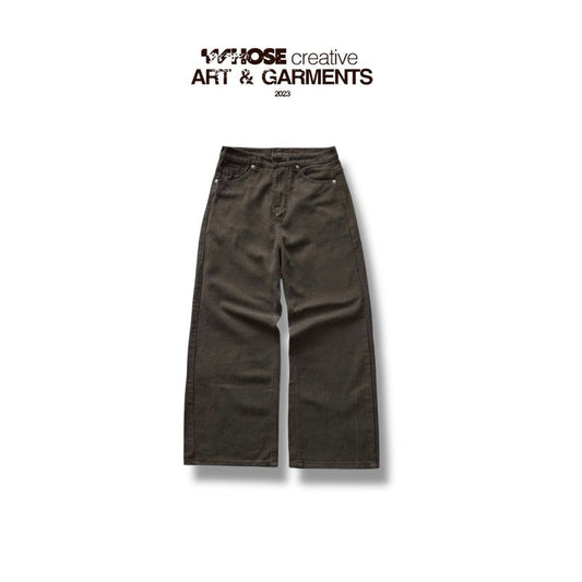 WHOSE Dark Brown Wide Straight Jeans (Pre-order)