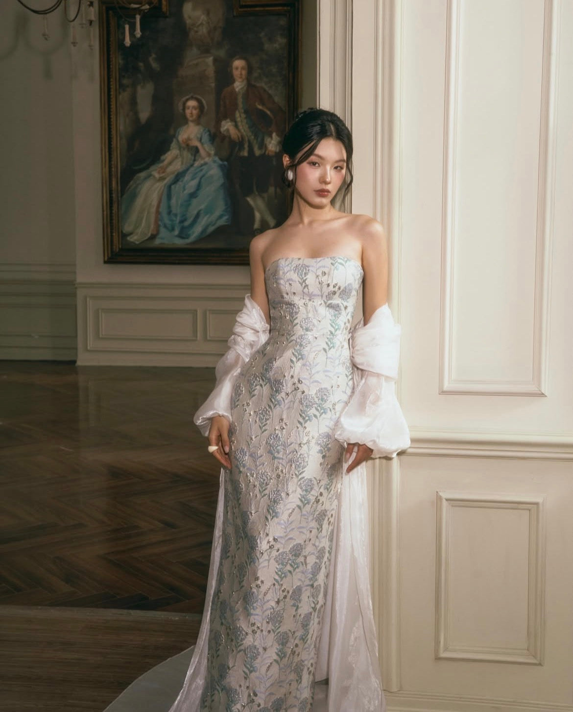 Dermond Crystal Bloom Brocade Dress