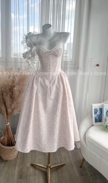 Han's Store Rosé Floral Corset Dress