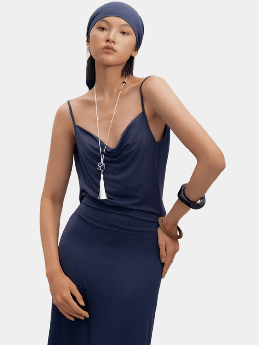 Odode Backless Draped Two-Strap Dress