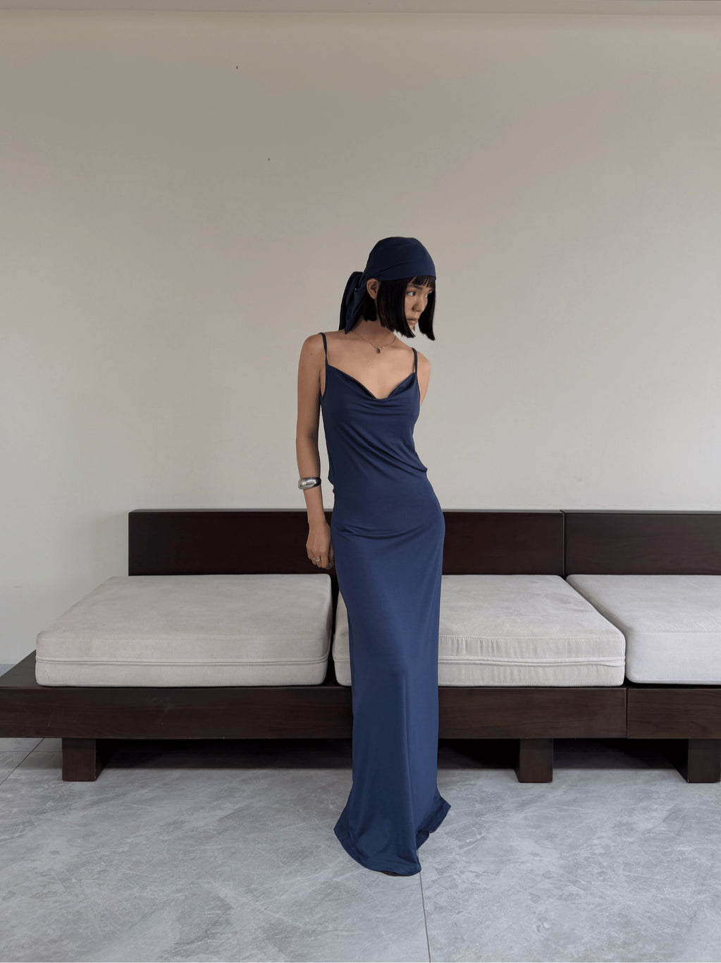 Odode Backless Draped Two-Strap Dress