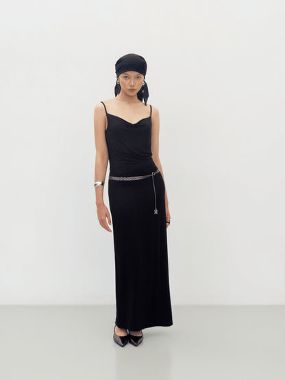 Odode Backless Draped Two-Strap Dress