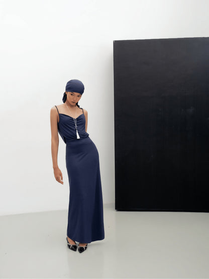 Odode Backless Draped Two-Strap Dress