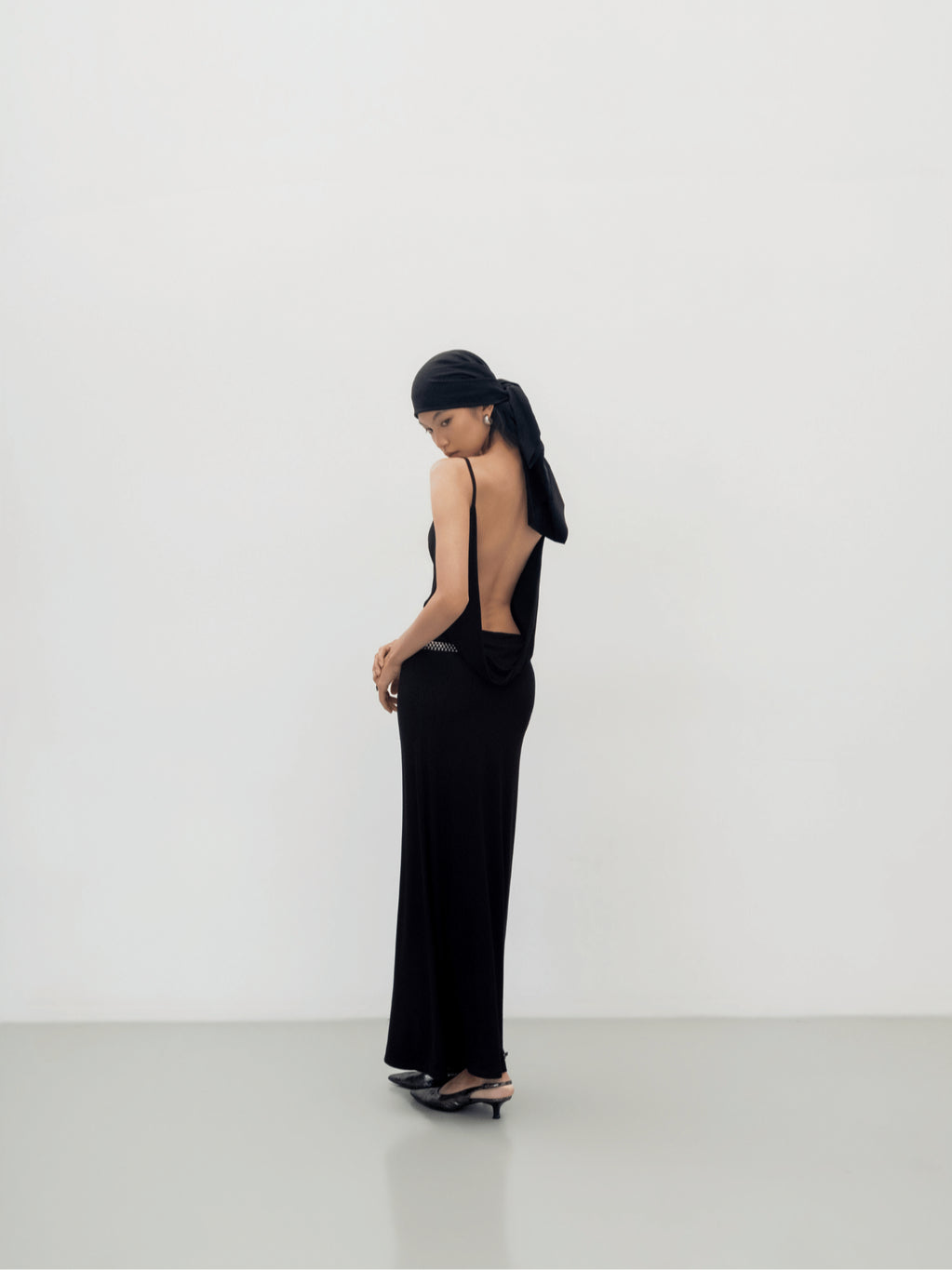 Odode Backless Draped Two-Strap Dress