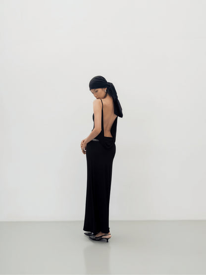Odode Backless Draped Two-Strap Dress