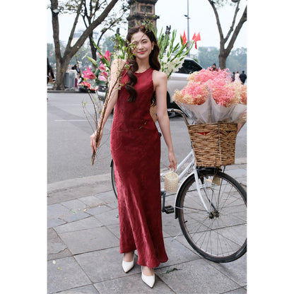 La Boutique Shimmer Silk Halter Dress