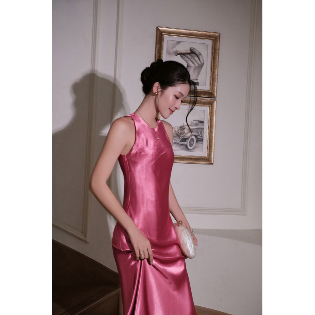 La Boutique An Silk Halter Dress - Pink