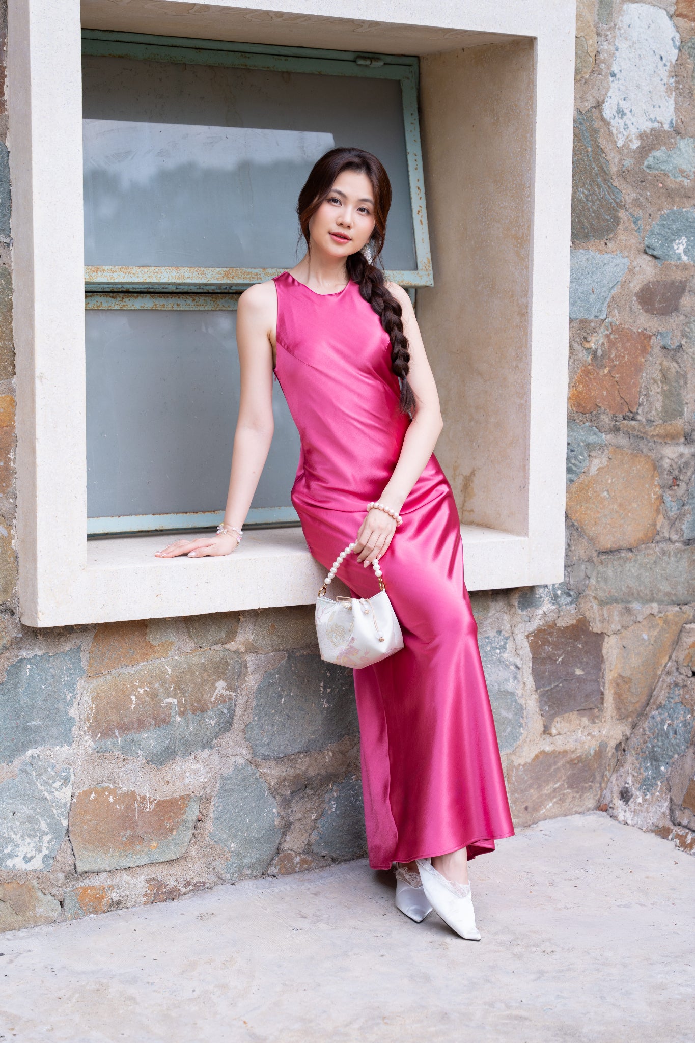 La Boutique An Silk Halter Dress - Pink