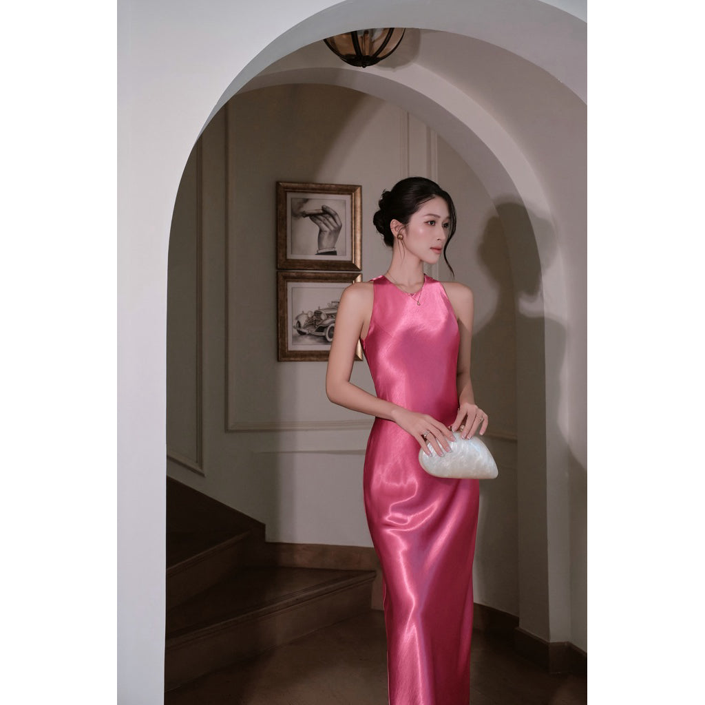 La Boutique An Silk Halter Dress - Pink