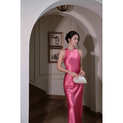 La Boutique An Silk Halter Dress - Pink