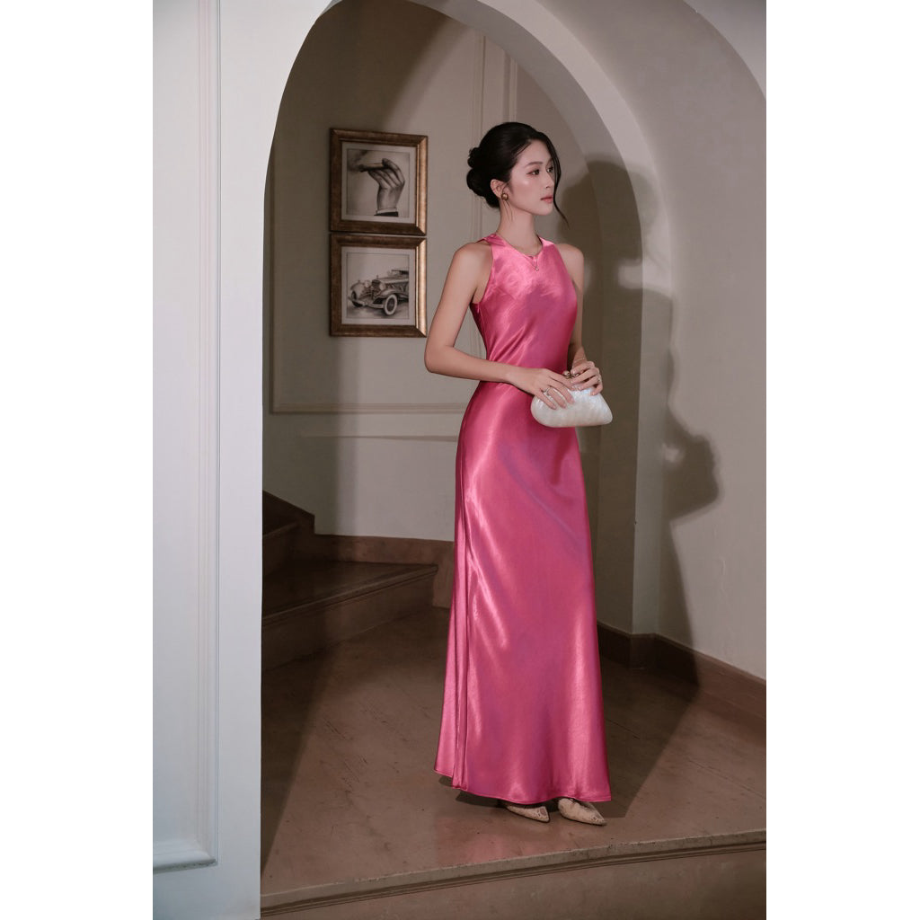 La Boutique An Silk Halter Dress - Pink