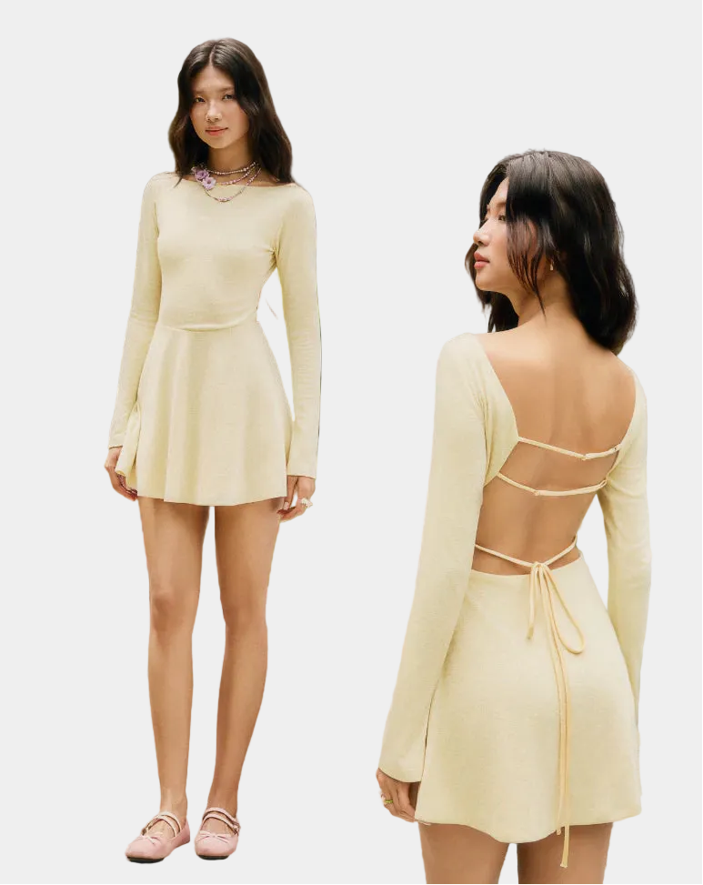 La Boutique Backless Flared Mini Dress