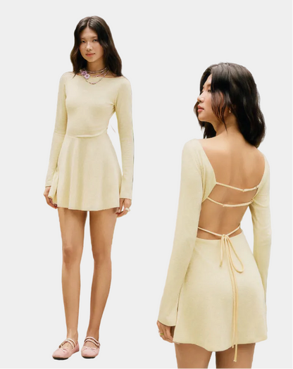 La Boutique Backless Flared Mini Dress