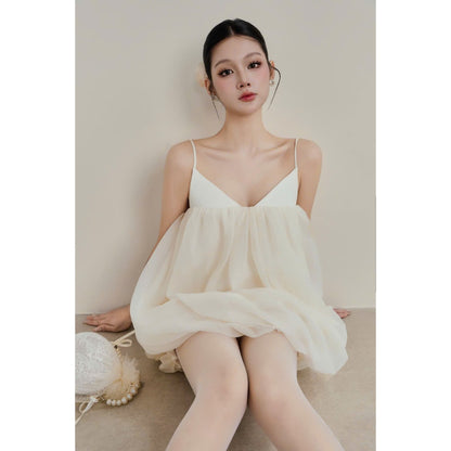 Colin Short Puffy Taffeta Dress With Diagonal Pleats (Pre-order)