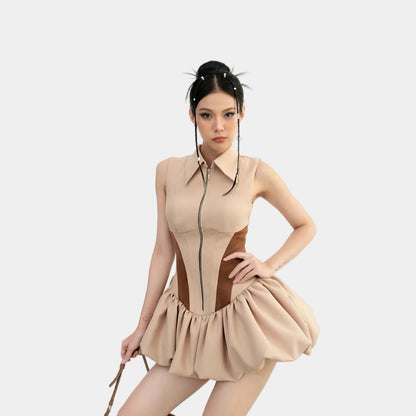 Cera Bubble Skirt Shirt Dress