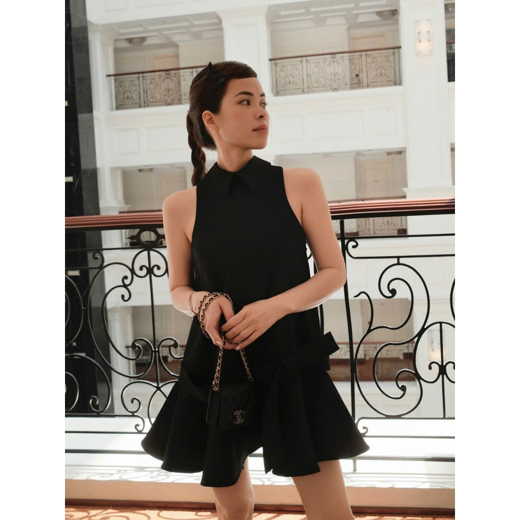 Colin Sleeveless Short Dress With Collared Neck And Flared Hem (Pre-order)
