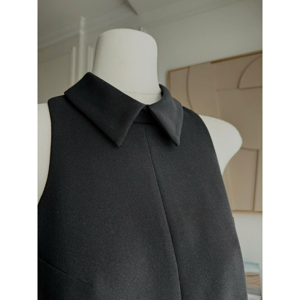 Colin Sleeveless Short Dress With Collared Neck And Flared Hem (Pre-order)