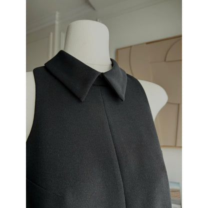 Colin Sleeveless Short Dress With Collared Neck And Flared Hem (Pre-order)