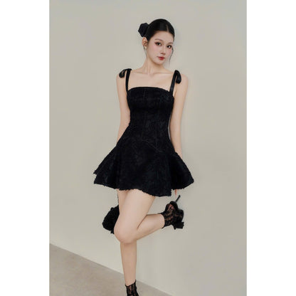 Colin Short Lace Corset Dress With Tie Straps And Flared Skirt (Pre-order)
