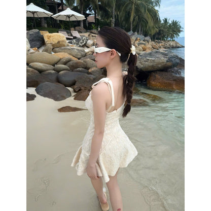 Colin Short Lace Corset Dress With Tie Straps And Flared Skirt (Pre-order)