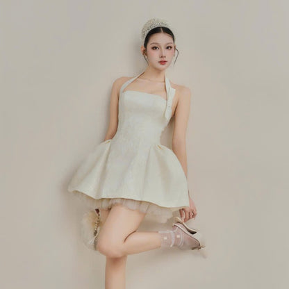 Colin Short Lace Dress With Sweetheart Neckline And Ribbon Straps