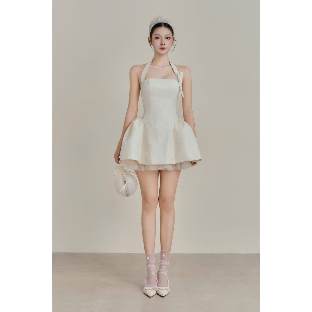 Colin Short Lace Dress With Sweetheart Neckline And Ribbon Straps