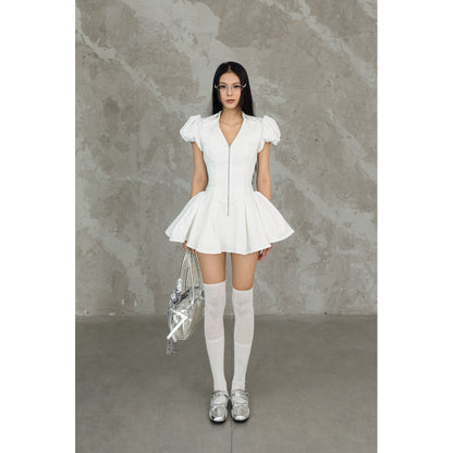 Cera Puff Sleeve V Neck Dress