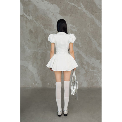 Cera Puff Sleeve V Neck Dress