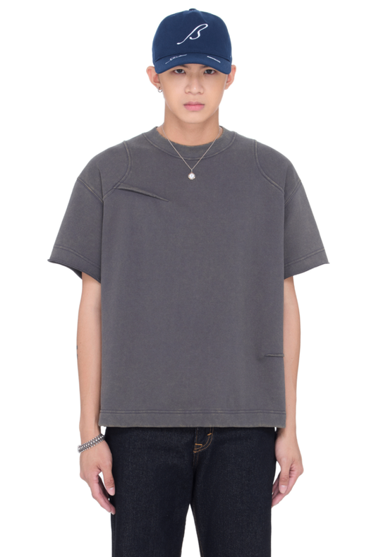 The Beuter Dark Brown Pleated Tee T-Shirt