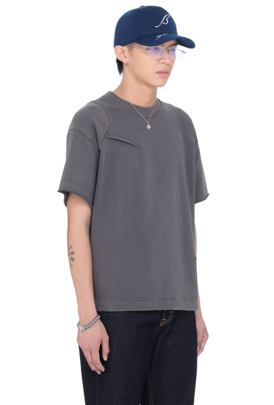The Beuter Dark Brown Pleated Tee T-Shirt