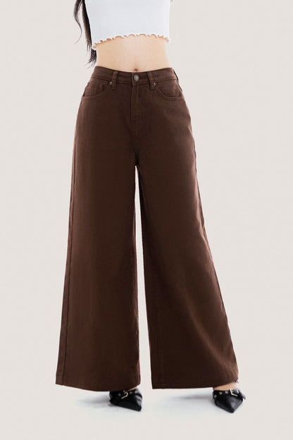 Libe Dark Brown Wide Leg Jeans (Pre-order)