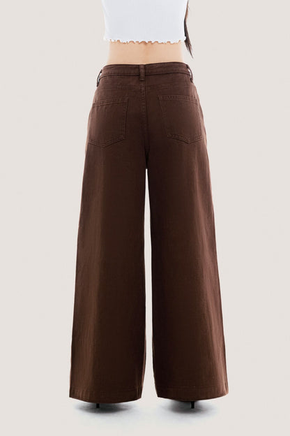 Libe Dark Brown Wide Leg Jeans (Pre-order)