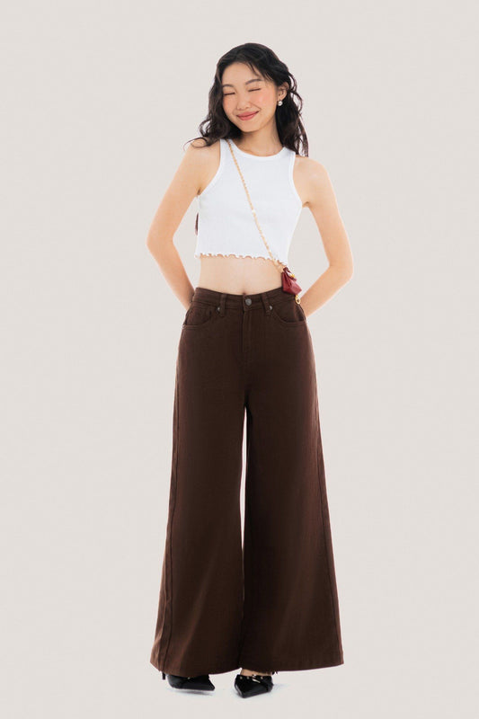 Libe Dark Brown Wide Leg Jeans (Pre-order)