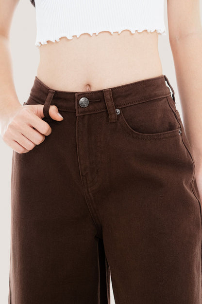 Libe Dark Brown Wide Leg Jeans (Pre-order)