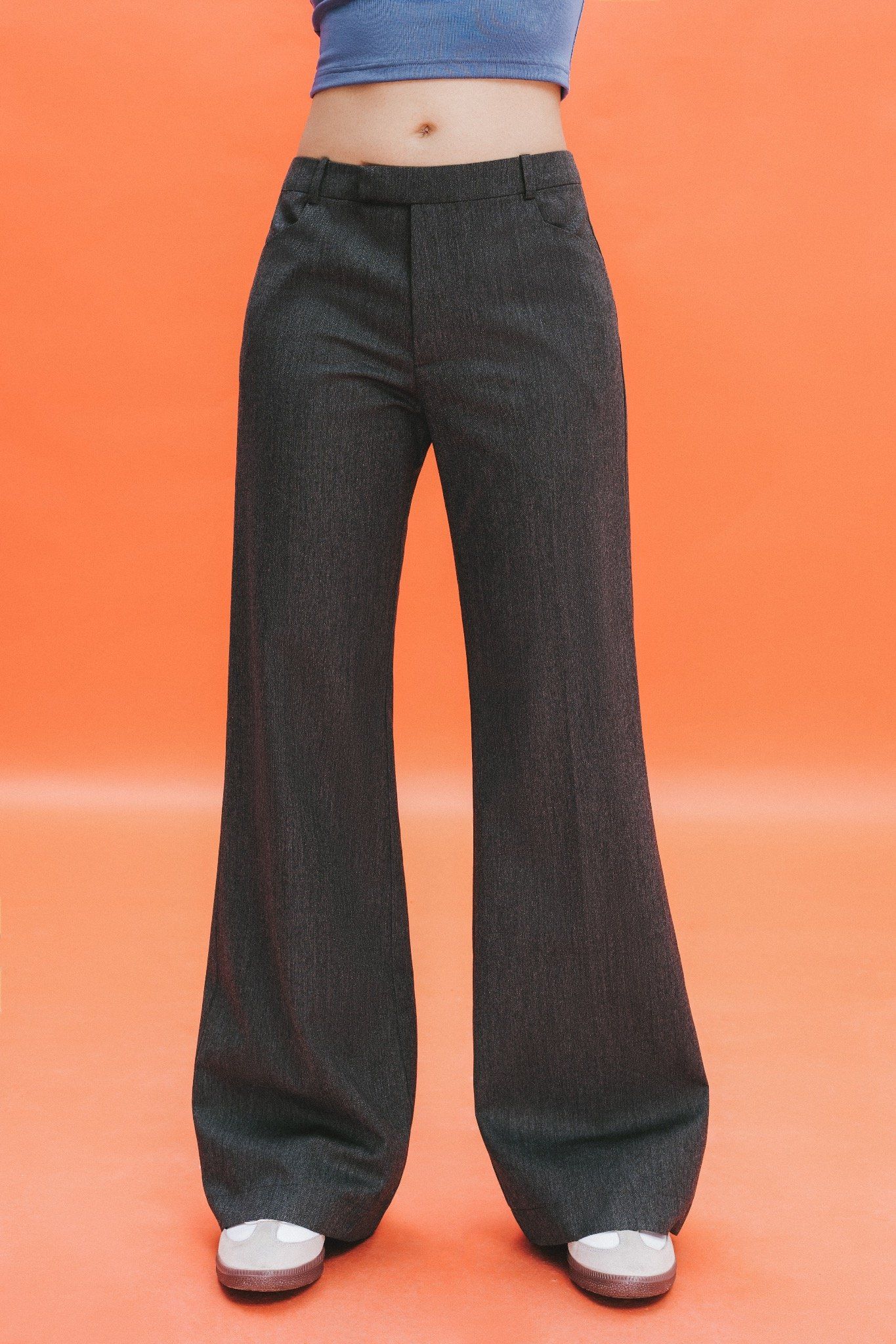 Libe Dark Grey Low Waist Trousers (Pre-order)