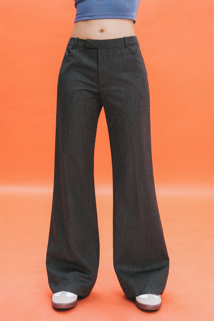 Libe Dark Grey Low Waist Trousers (Pre-order)