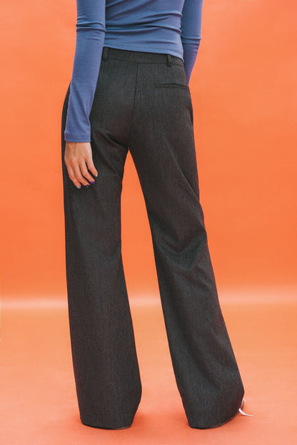 Libe Dark Grey Low Waist Trousers (Pre-order)