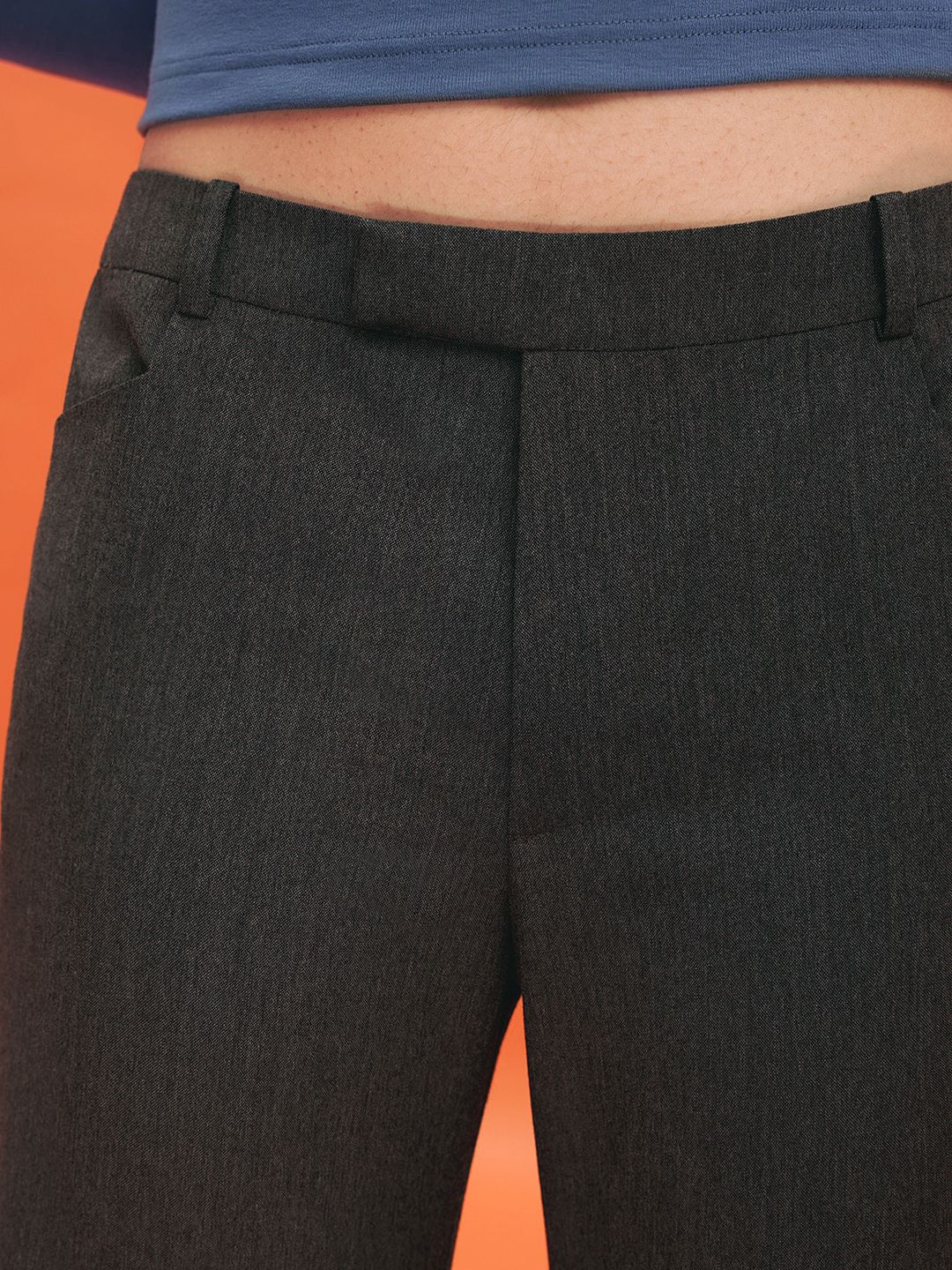 Libe Dark Grey Low Waist Trousers (Pre-order)