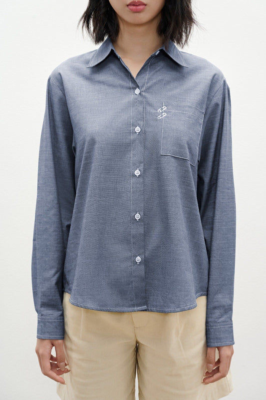 Libe Denim Blue Oversized Shirt (Pre-order)