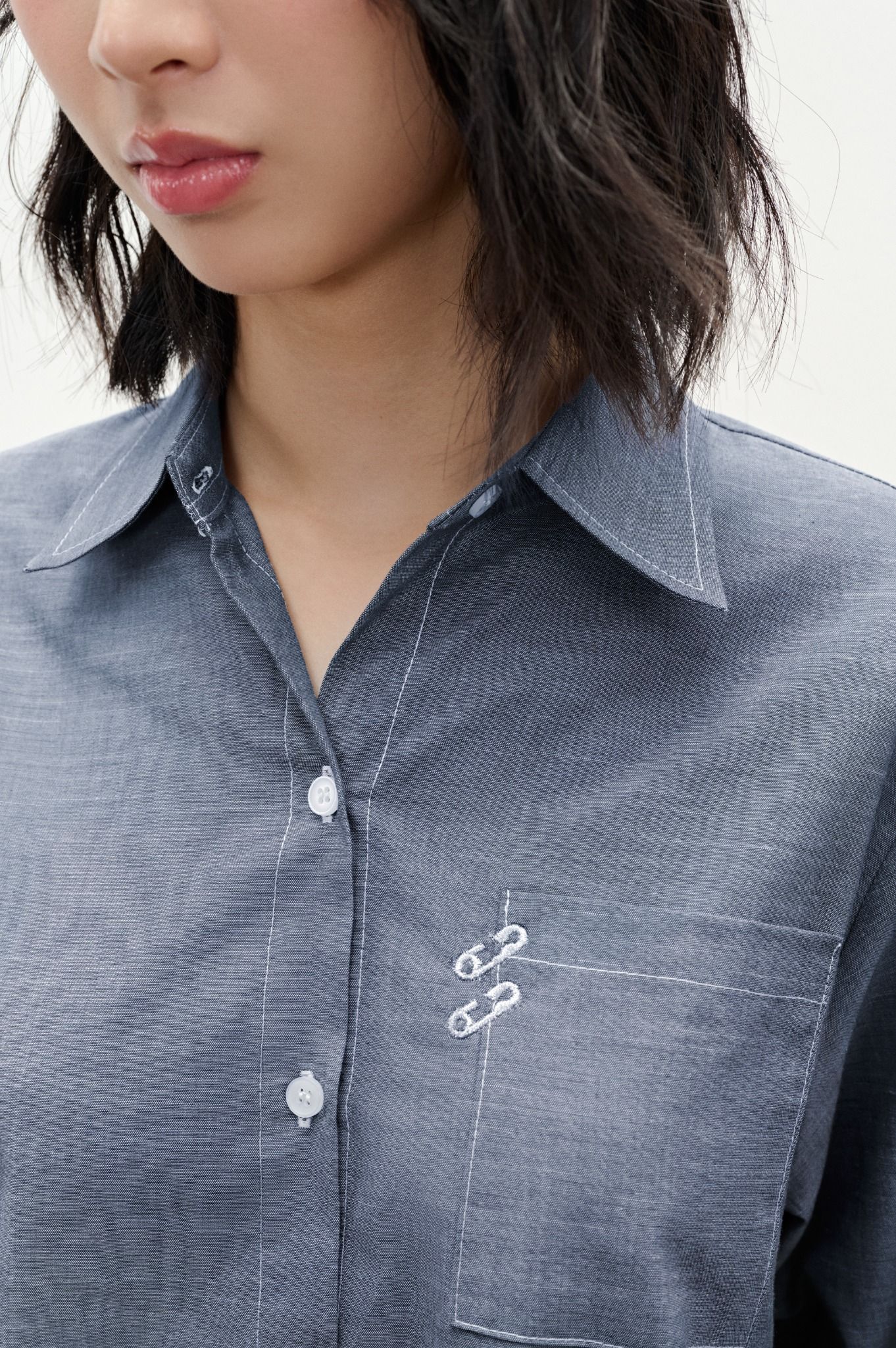 Libe Denim Blue Oversized Shirt (Pre-order)