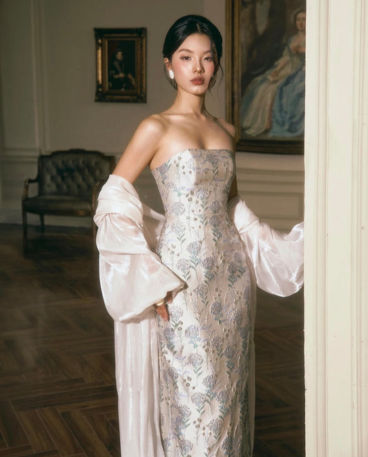 Dermond Crystal Bloom Brocade Dress