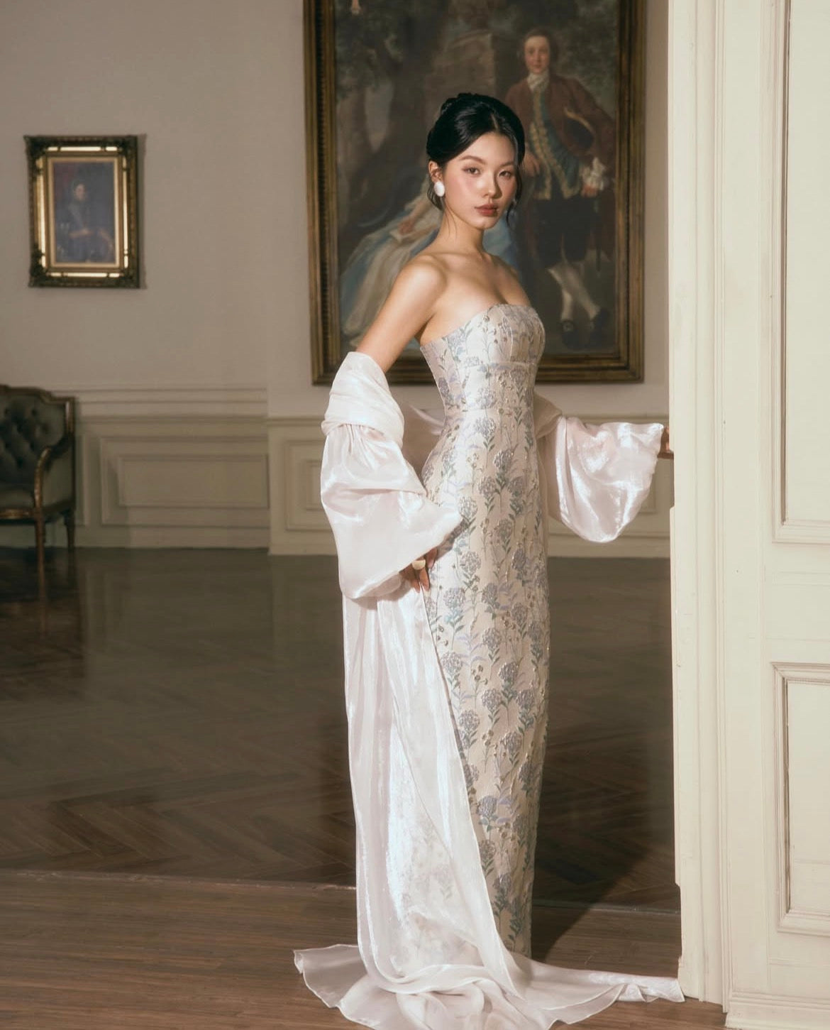 Dermond Crystal Bloom Brocade Dress