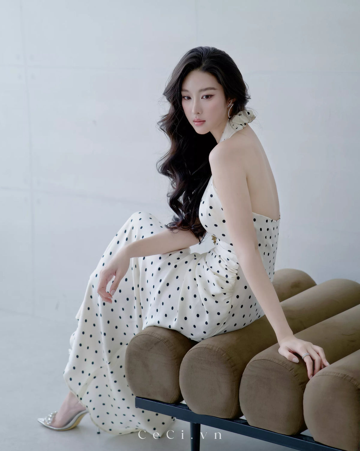 Ceci Ember Dress - Ivory Polka