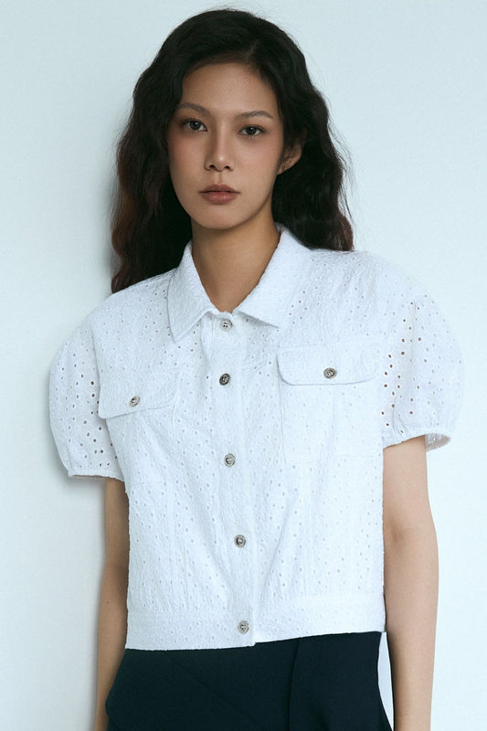 Libe Embroidered Puff Sleeves Shirt (Pre-order)