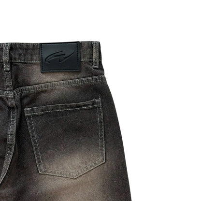 WHOSE Faded Black Wide Straight Jeans