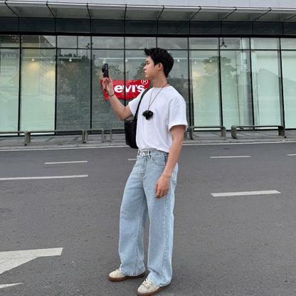 Whose Faded Blue Wide Straight Jeans