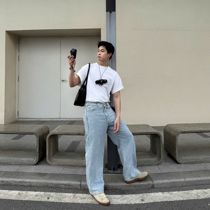 Whose Faded Blue Wide Straight Jeans